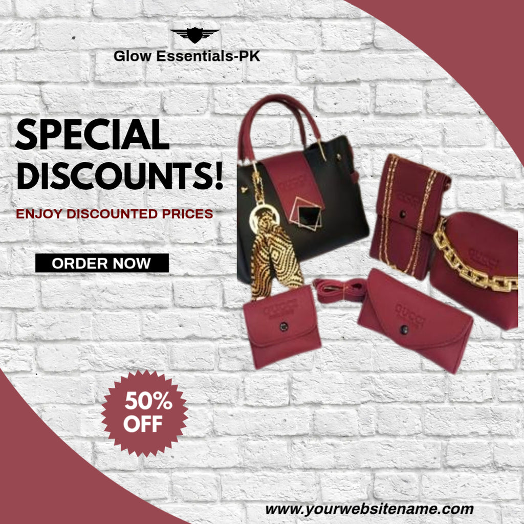 4-Piece Leather Handbag Set for Girls Maroon Black Brown